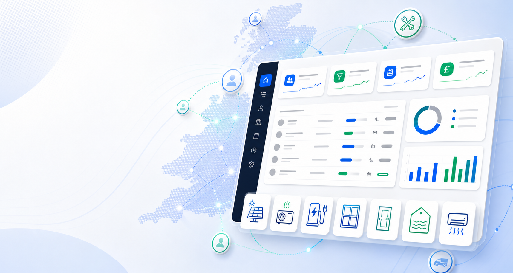 Install Network lead platform dashboard with UK network connections